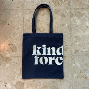 Jean Blue Tote Bag with White Text